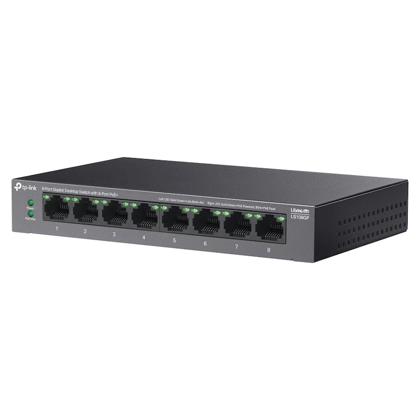 TP-Link LS108GP 8-Port Gigabit Desktop Switch with 8-Port PoE+
