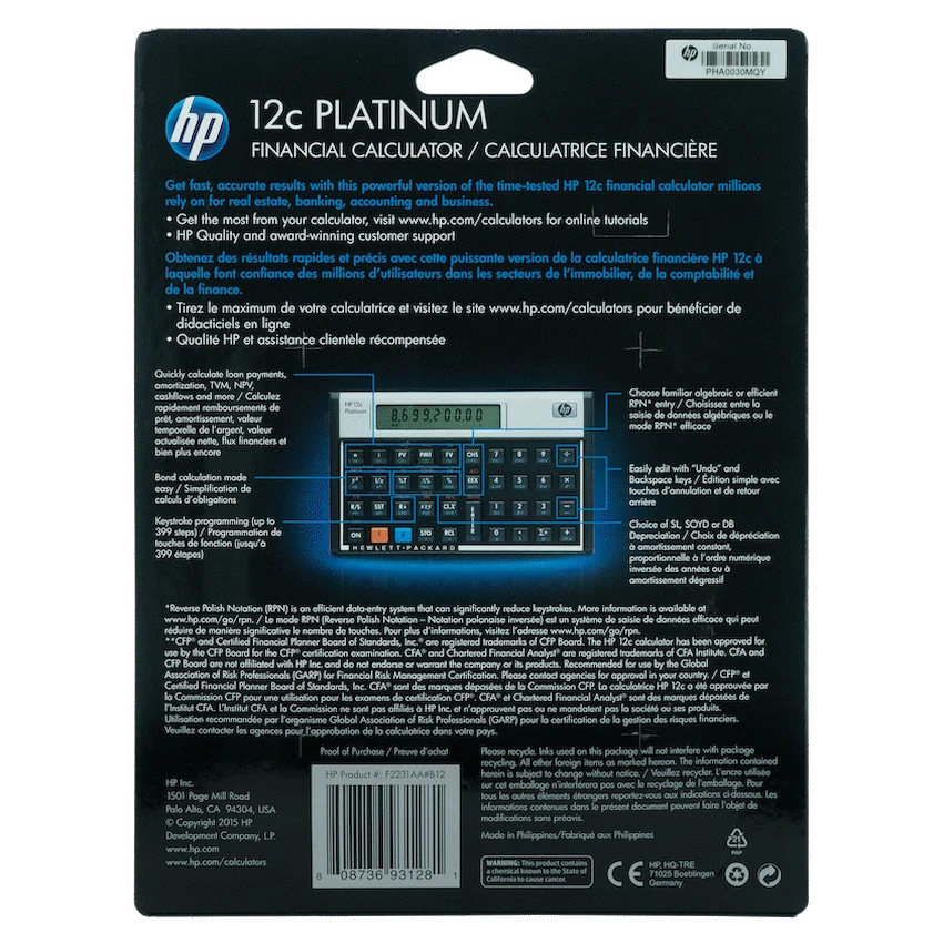 HP 12C Platinum Financial Calculator (Algebraic or RPN) - Image 5