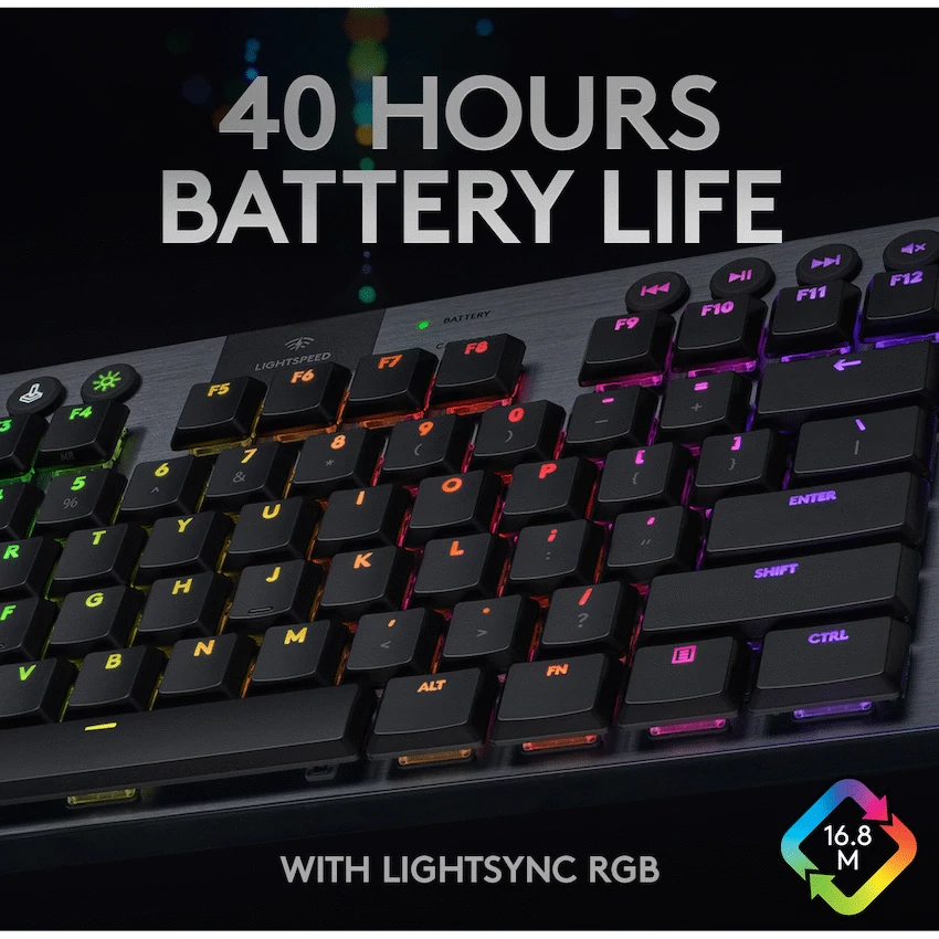 Logitech® G915 TKL LIGHTSPEED Wireless RGB Mechanical Gaming Keyboard - GL Tactile - Carbon - Image 5