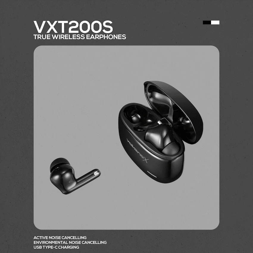 VolkanoX VXT200S Hybrid ANC TWS Earphones - Black - Image 5
