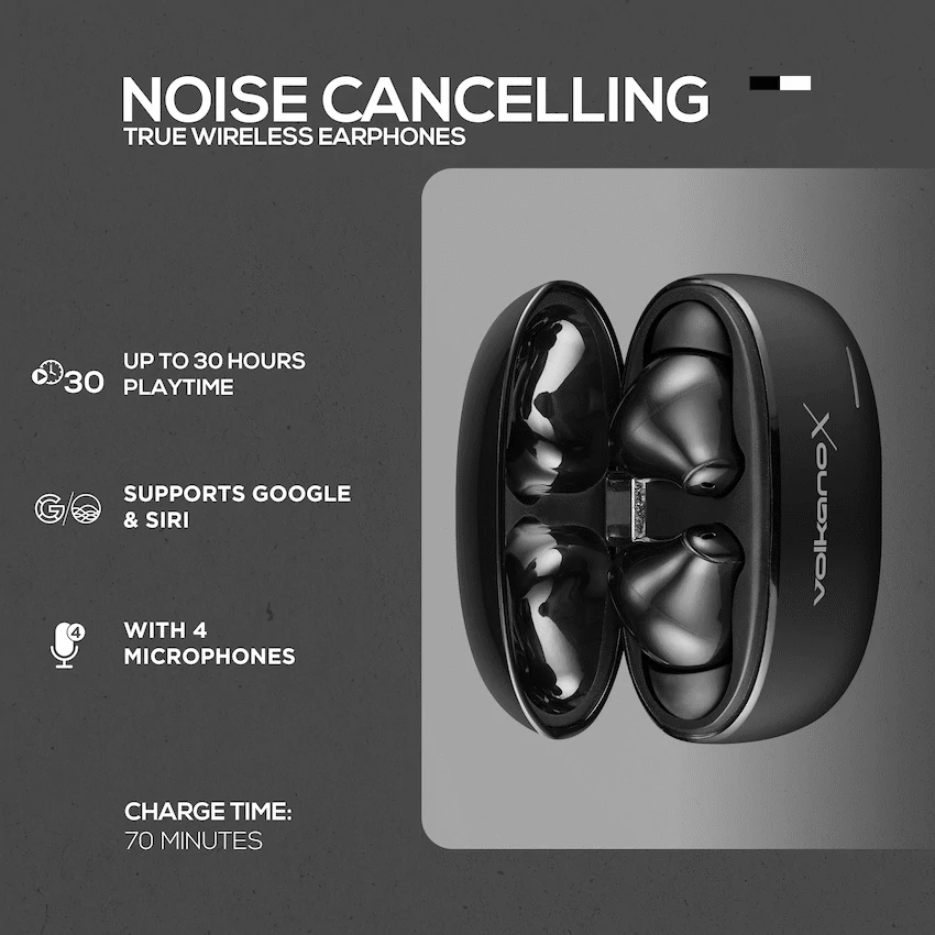 VolkanoX VXT200S Hybrid ANC TWS Earphones - Black - Image 6