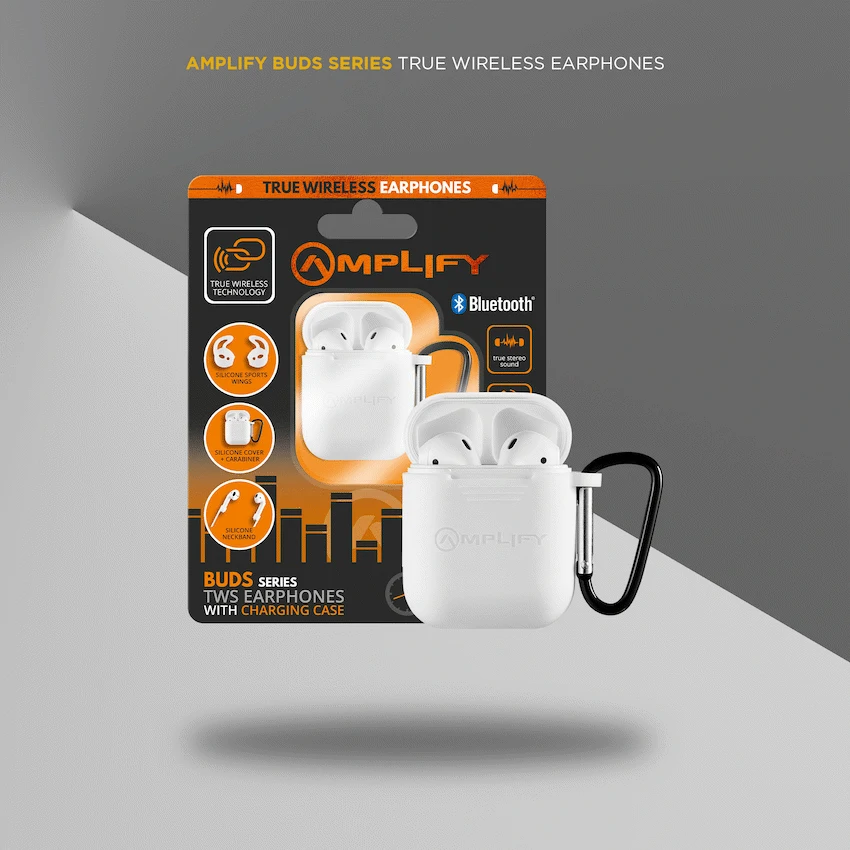 Amplify Buds Series True Wireless Earphones with Silicone Accessories - White - Image 5