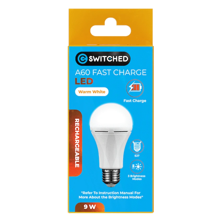 Switched 9w A60 Rechargeable Fast Charge E27 LED - WW - Image 5