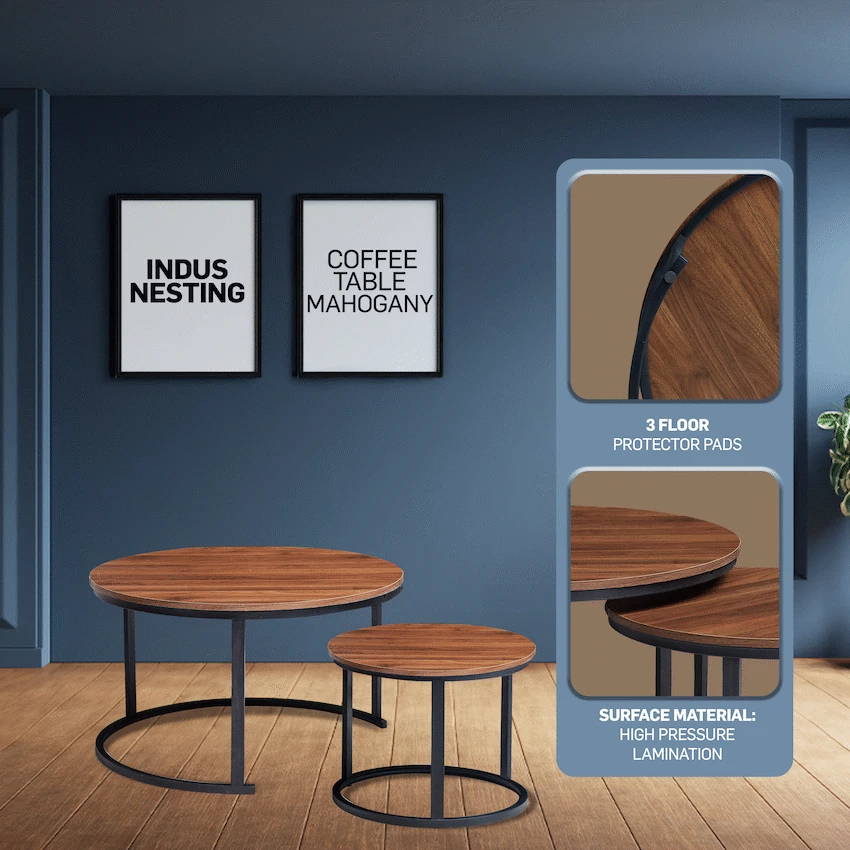 Everfurn Indus Nesting Coffee Table - Mahogany 2-Piece - Image 8