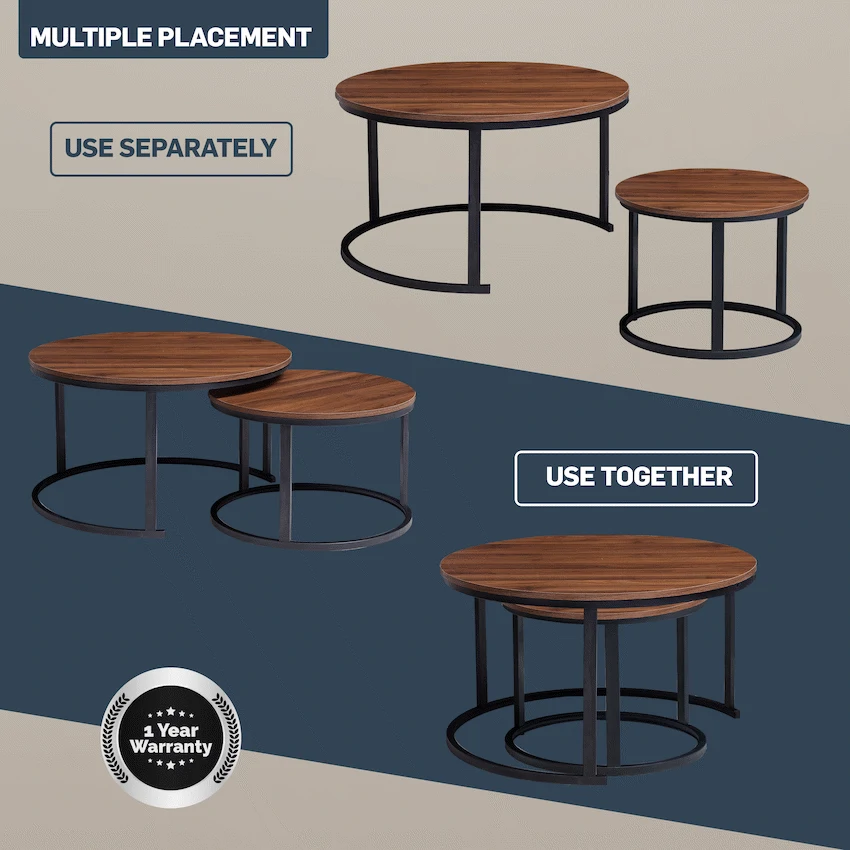 Everfurn Indus Nesting Coffee Table - Mahogany 2-Piece - Image 10