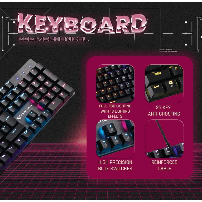 VX Demeter Series Mechanical Keyboard with Full RGB Lighting - Image 5