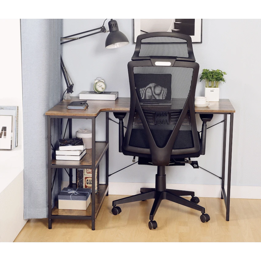 Everfurn Anthony L-Shaped Corner Work Desk - Steel Frame - Image 3