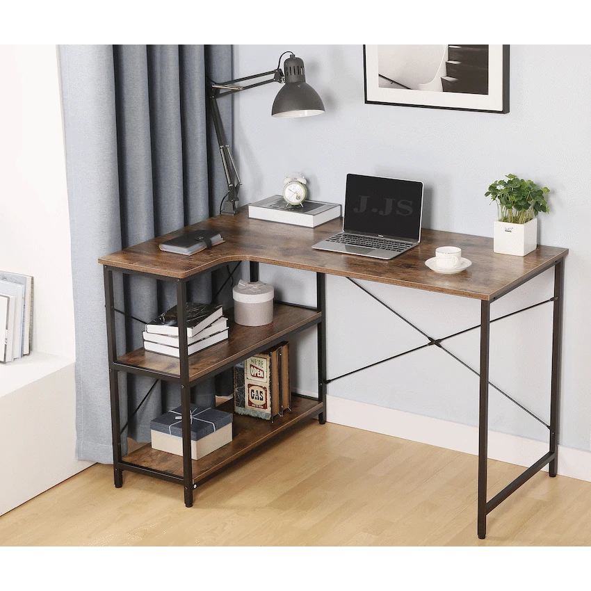 Everfurn Anthony L-Shaped Corner Work Desk - Steel Frame - Image 4