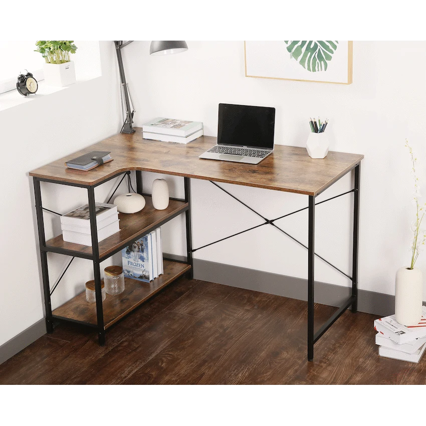 Everfurn Anthony L-Shaped Corner Work Desk - Steel Frame - Image 5