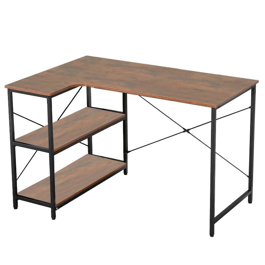 Everfurn Anthony L-Shaped Corner Work Desk - Steel Frame - Image 7
