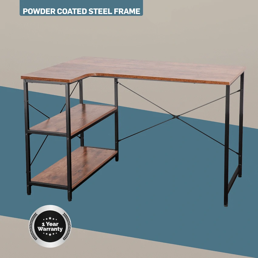 Everfurn Anthony L-Shaped Corner Work Desk - Steel Frame - Image 10