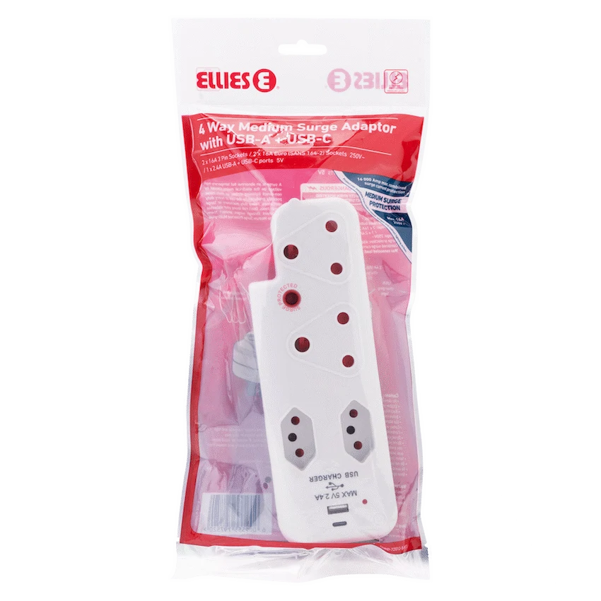 Ellies 4 Way Medium Surge adaptor with type C + USB - Image 5