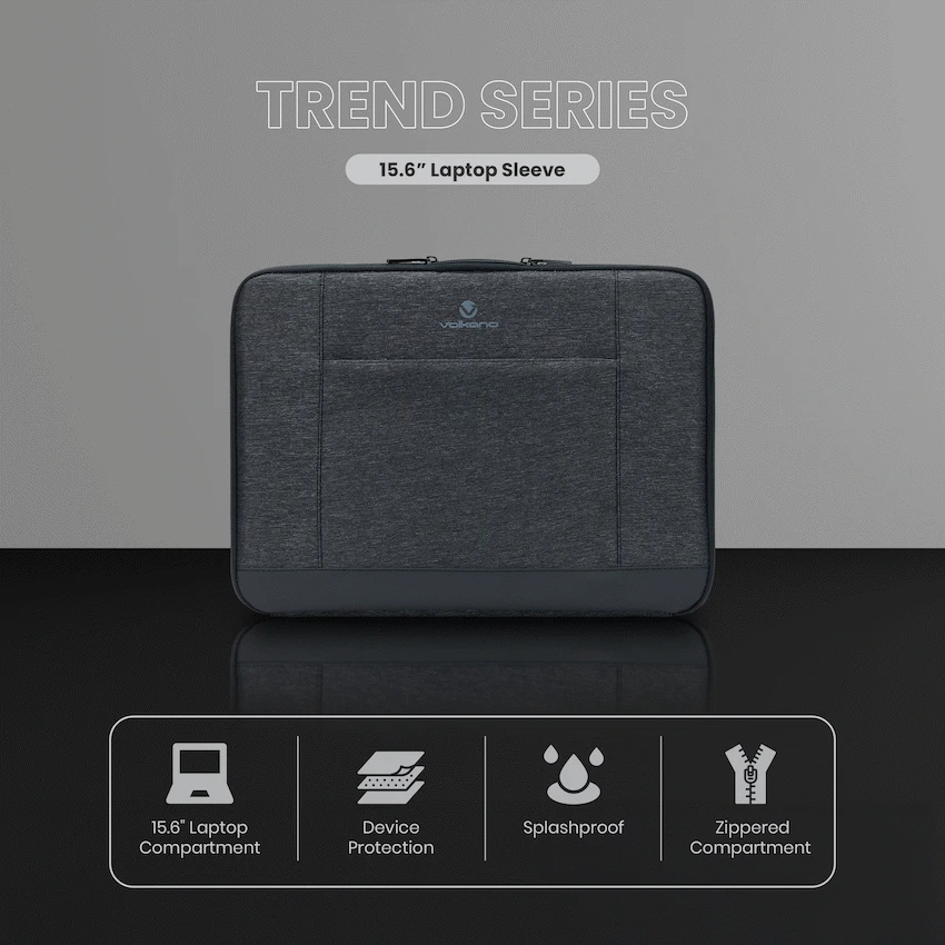 Volkano Trend Series 15.6" Laptop Sleeve - Grey - Image 6
