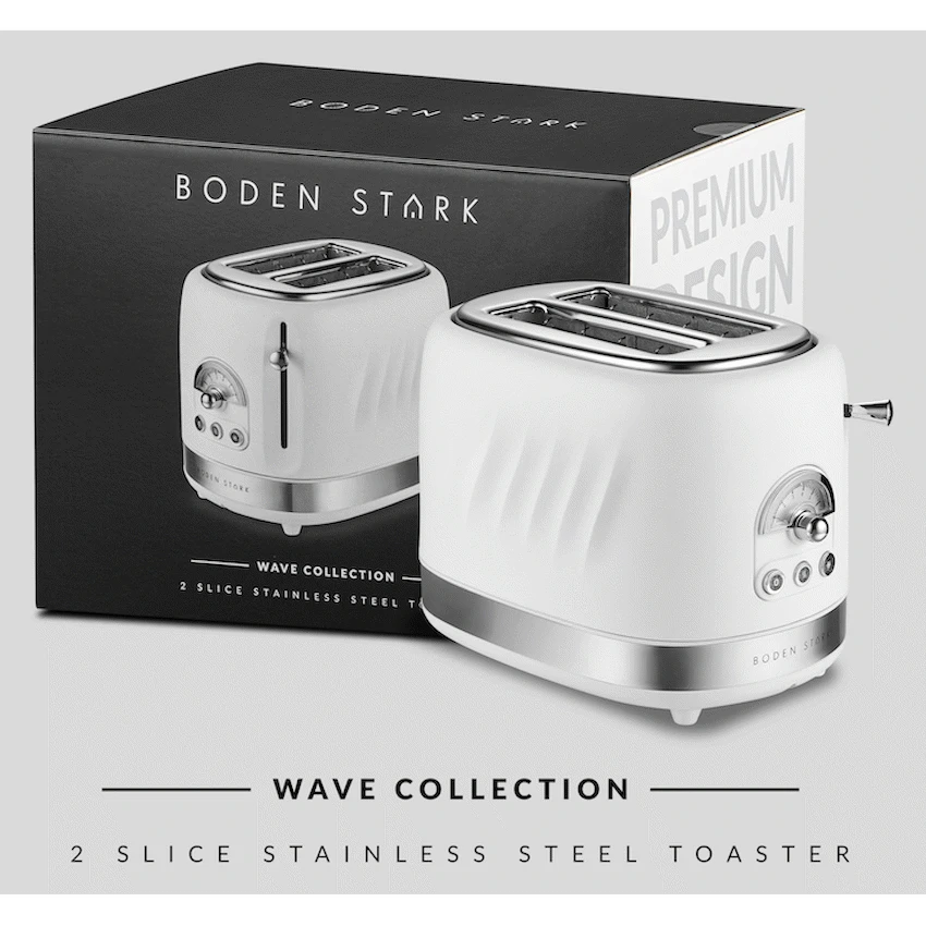 Boden Stark 2-Slice Stainless Steel Toaster - White - Image 3