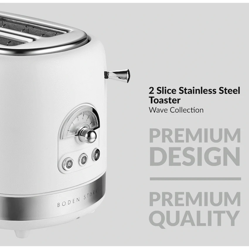 Boden Stark 2-Slice Stainless Steel Toaster - White - Image 4