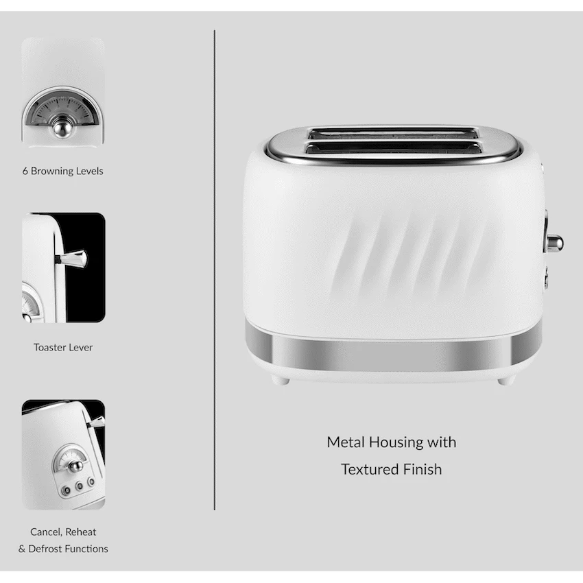 Boden Stark 2-Slice Stainless Steel Toaster - White - Image 5