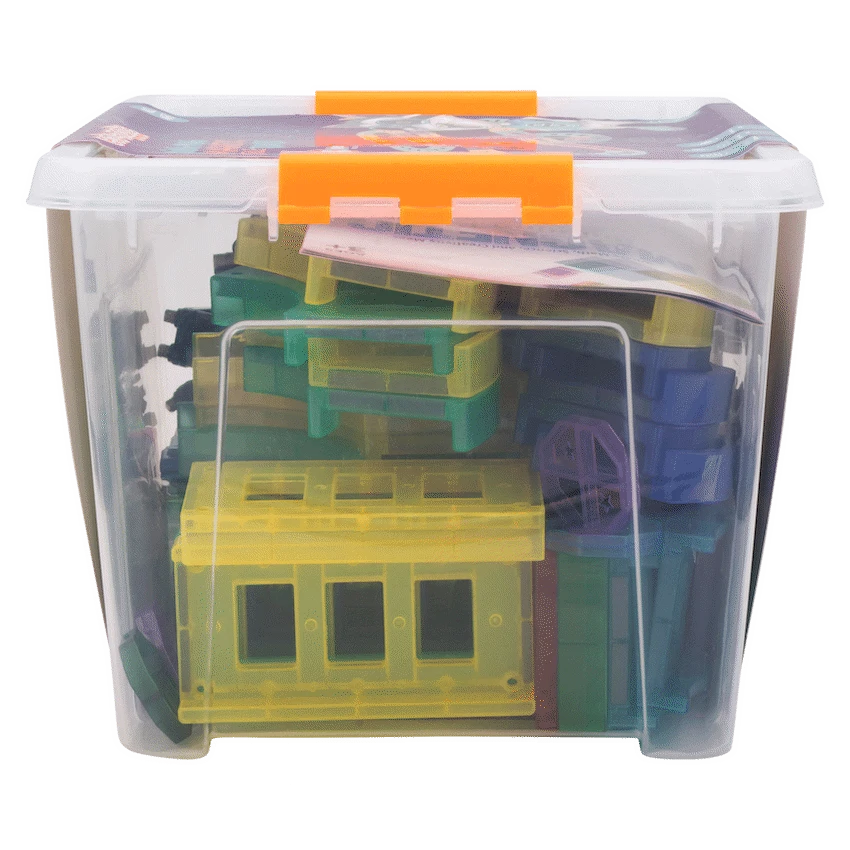 Edu-Matic Mini-Mag Magnetic Tile Tracks with 2 Cars and 93 Pieces - Image 8