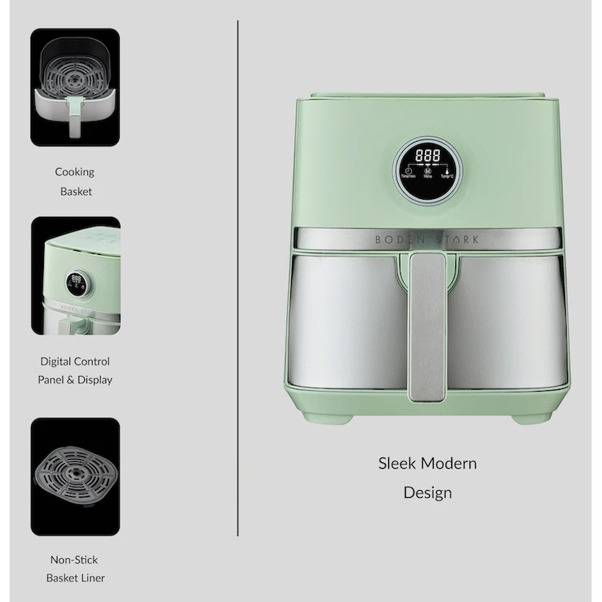Boden Stark 5.0L Digital Air Fryer Green - Image 5