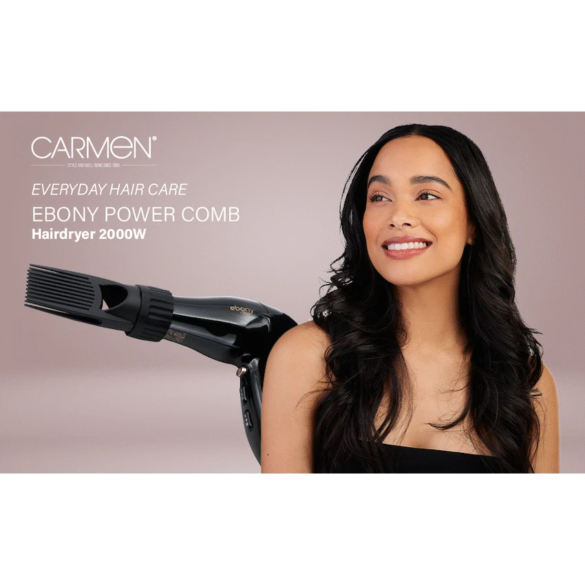 Carmen Power Comb Hairdryer 2000w - Ebony - Image 3