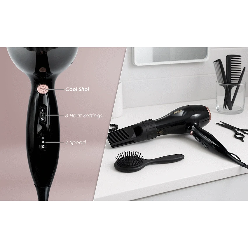 Carmen Power Comb Hairdryer 2000w - Ebony - Image 4
