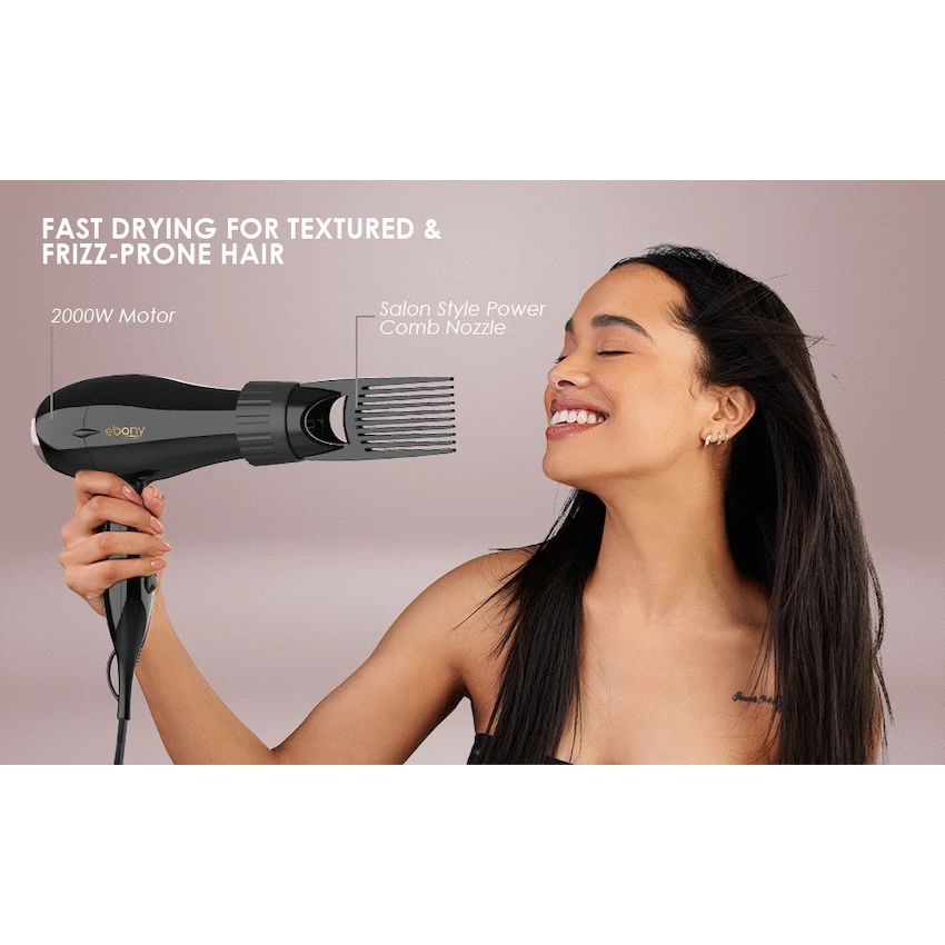 Carmen Power Comb Hairdryer 2000w - Ebony - Image 5