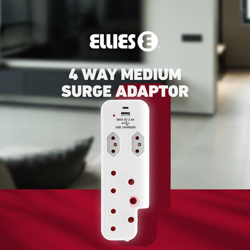 Ellies 4 Way Medium Surge adaptor with type C + USB - Image 9