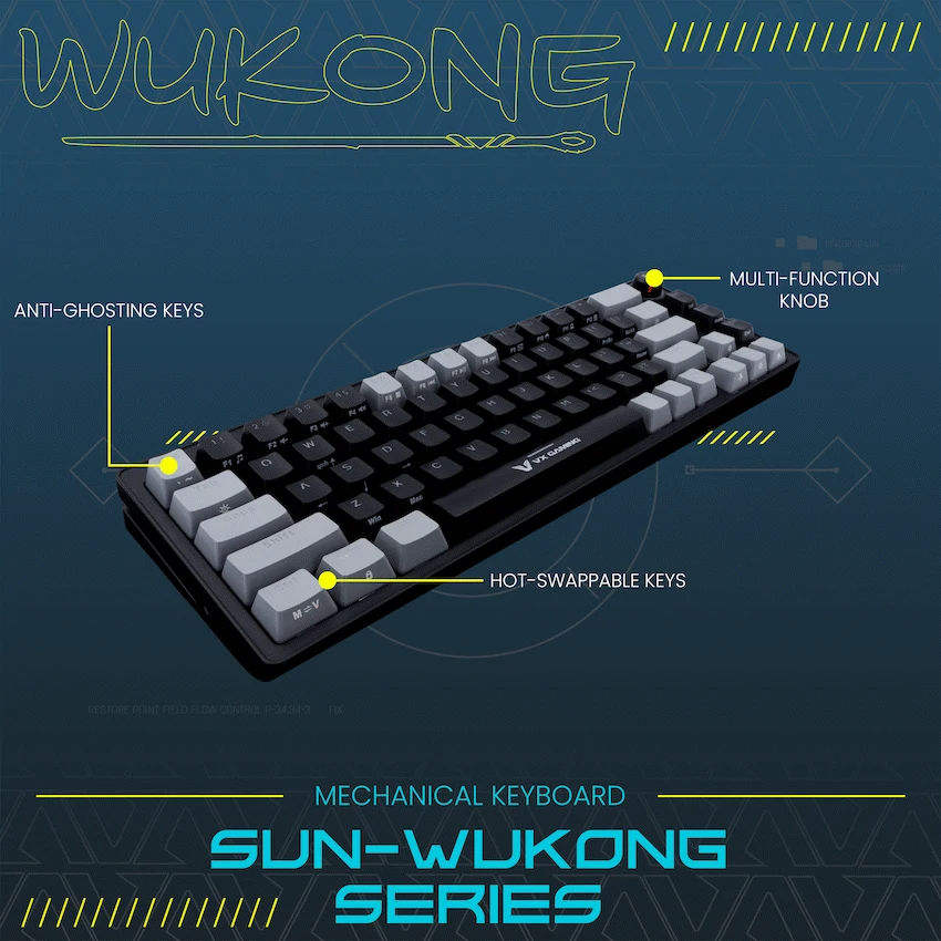 VX Gaming Sun-Wukong RGB Hot Swappable Mechanical Keyboard - Image 6